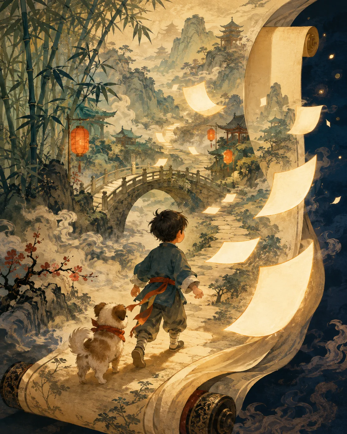 Chinese Idiom Stories story concept in chinese ink wash style
