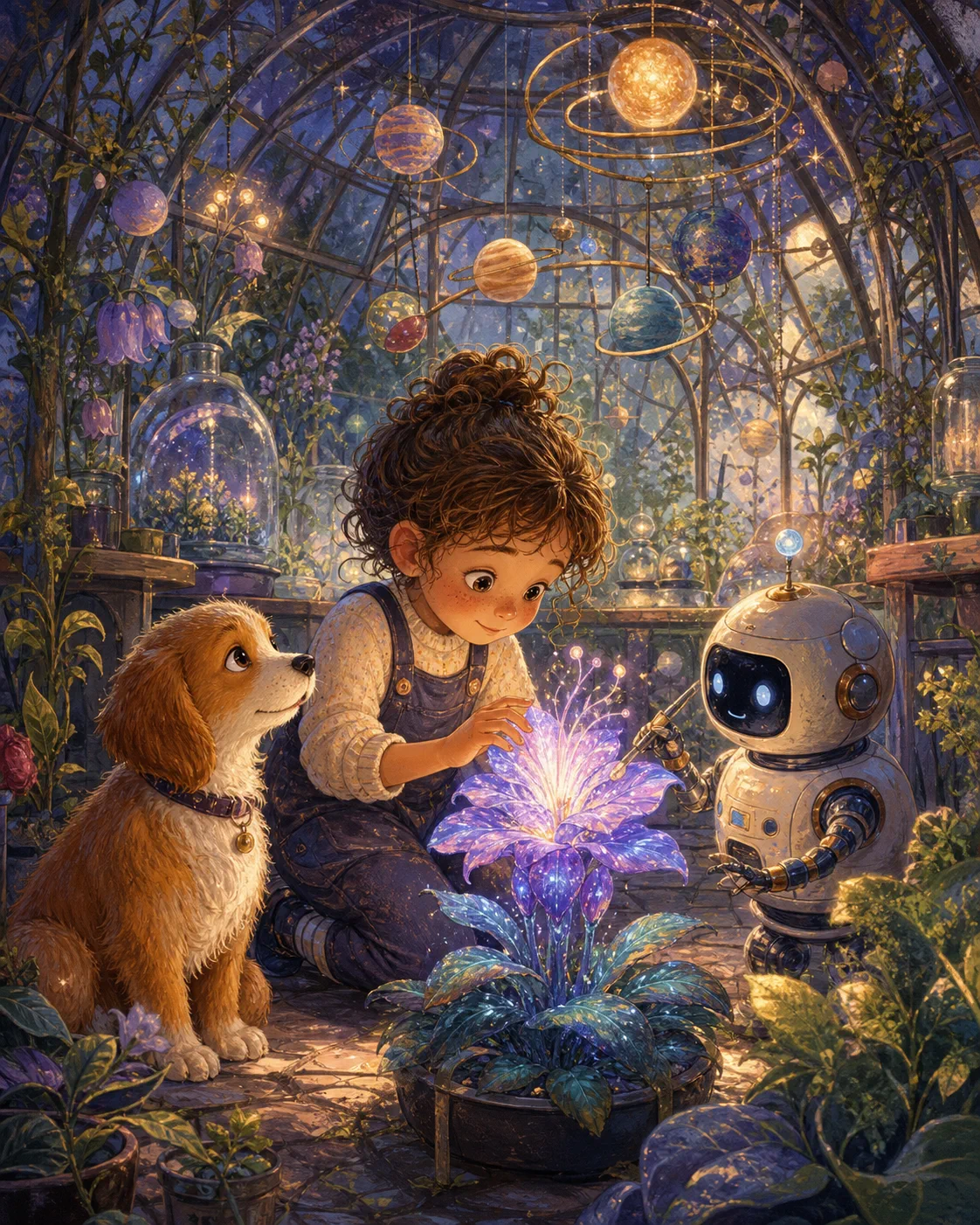 Science Explorers story concept in painterly storybook style
